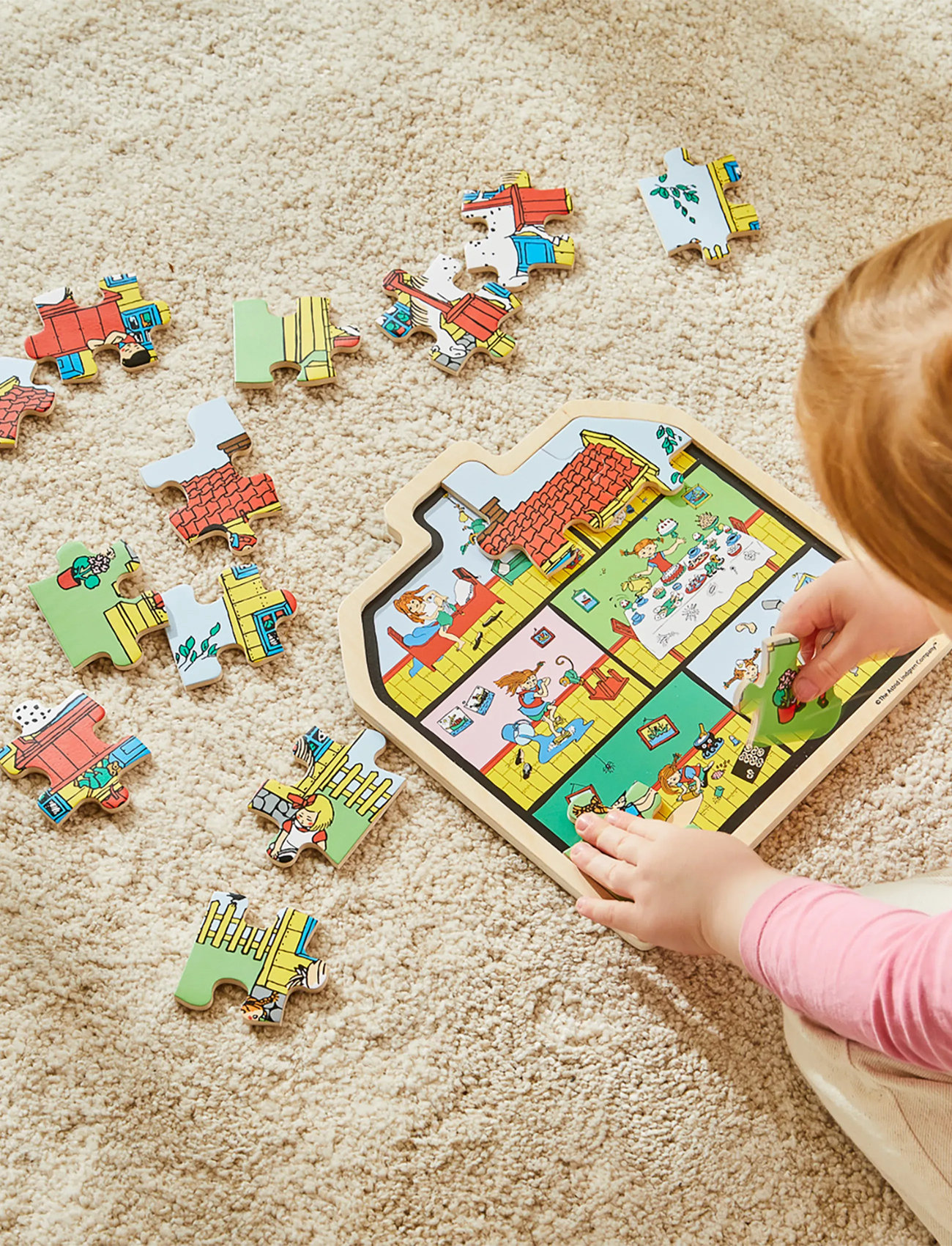 Pippi Langstrømpe Pippi - Wooden House Puzzle, One Size, Multi/patterned, Puslespil > Puslespil Af Træ, Børn