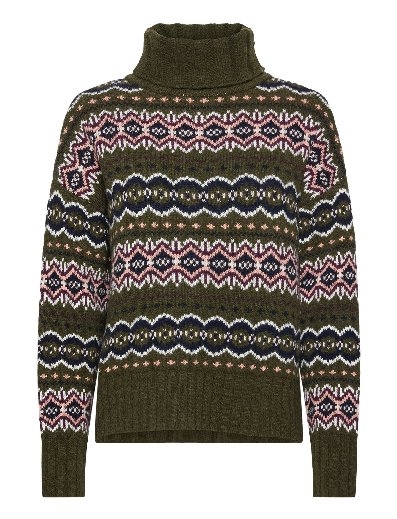 Barbour Barbour Helen Knitted Jumper, 40, Khaki green, Strik > Rullekrave, Dame