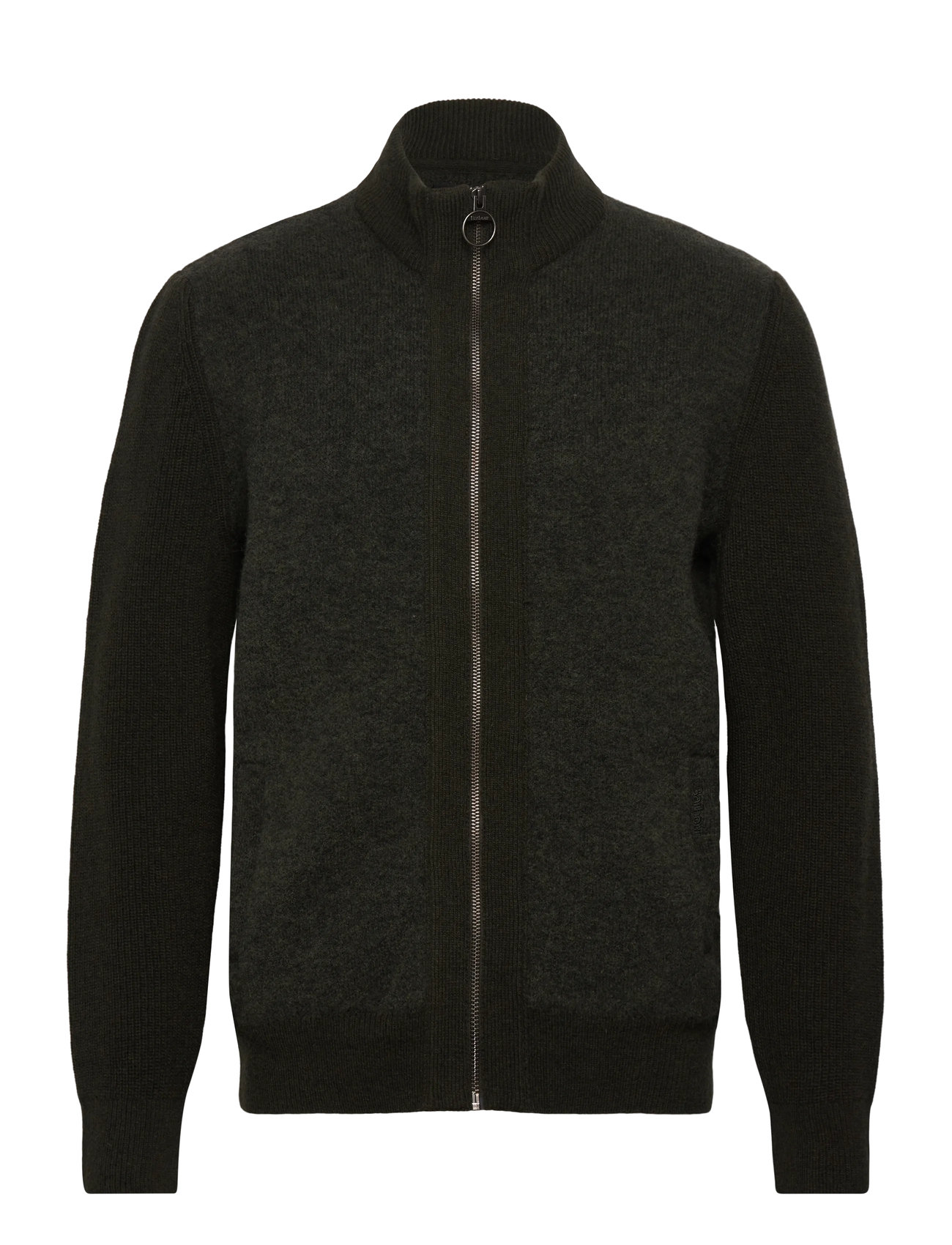Barbour Barbour Milburn Zip Through Knitted Jumper, XXL, Khaki green, Strik > Trøjer Med Fuld Lynlås, Herre