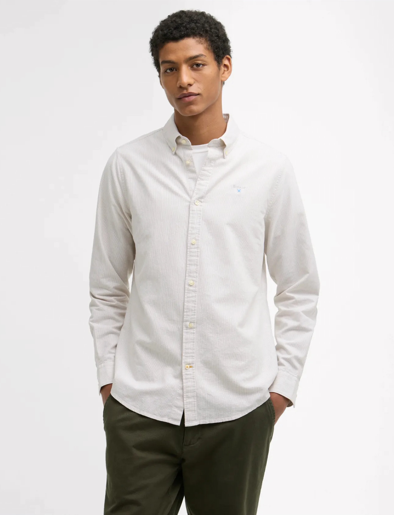Barbour Barbour Stripe Ox Tf, L, White, Skjorter > Afslappet, Herre