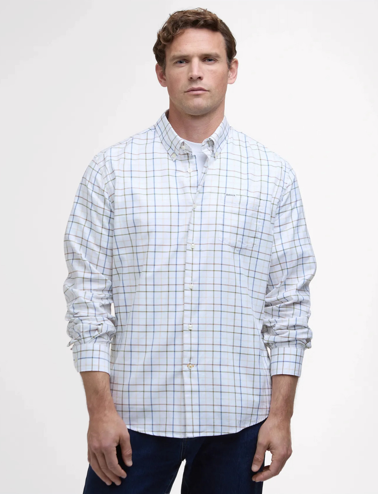Barbour Barbour Caswell Shirt, M, White, Skjorter > Afslappet Shirts, Herre