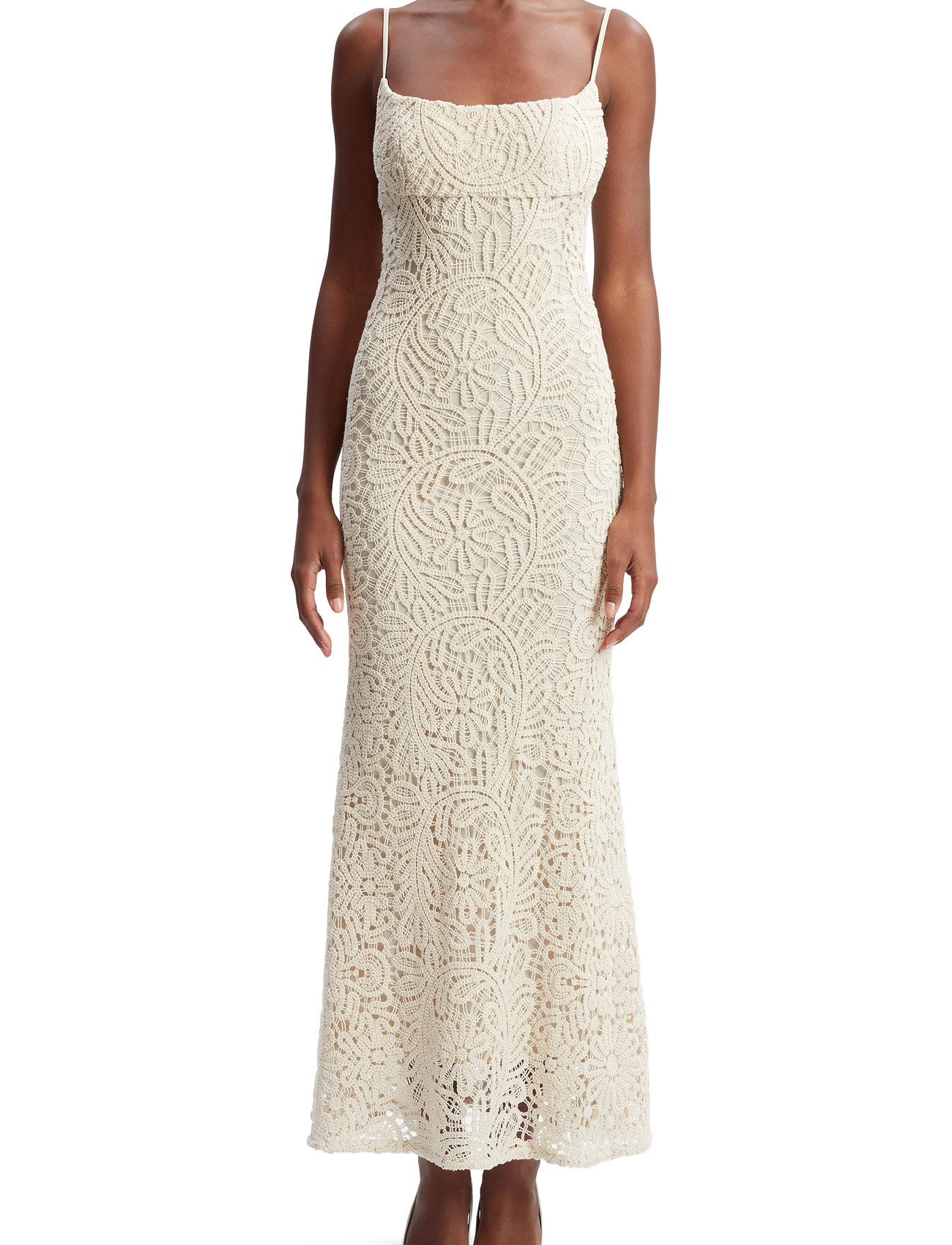 Bardot Adoni Crochet Midi Dress, 34, Beige, Kjoler > Knælange Og Midi, Dame