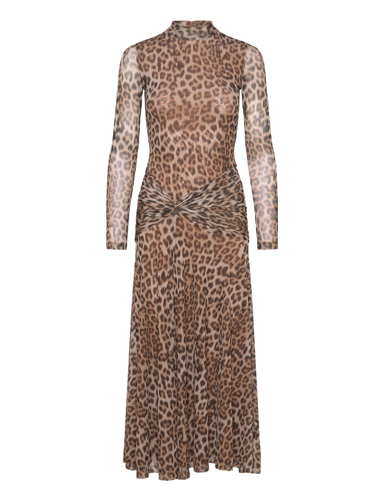 BARDOT Lea Printed Mesh Midi Kleid Braun - XL - Damen