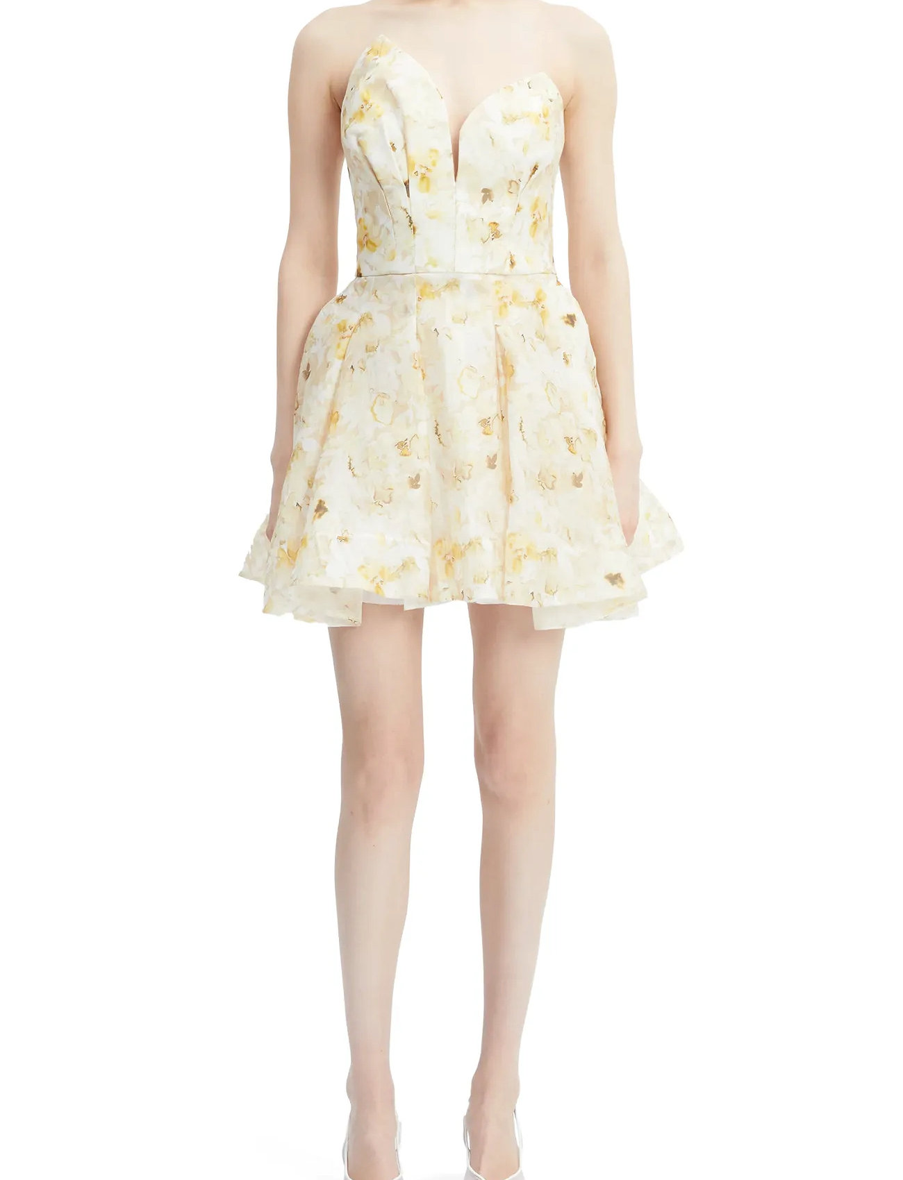 Bardot Abrielle Printed Mini Dress, 36, Yellow, Kjoler > Kort Kjole, Dame