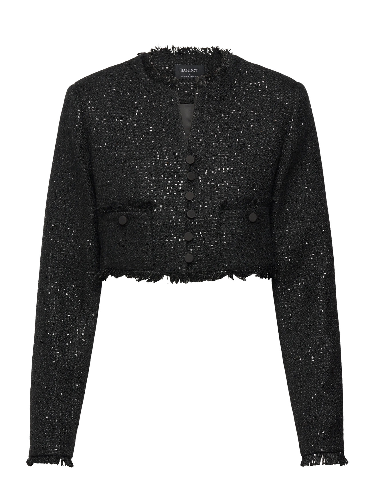 BARDOT Karoline Boucle Cropped Jacke Schwarz - 40 - Damen
