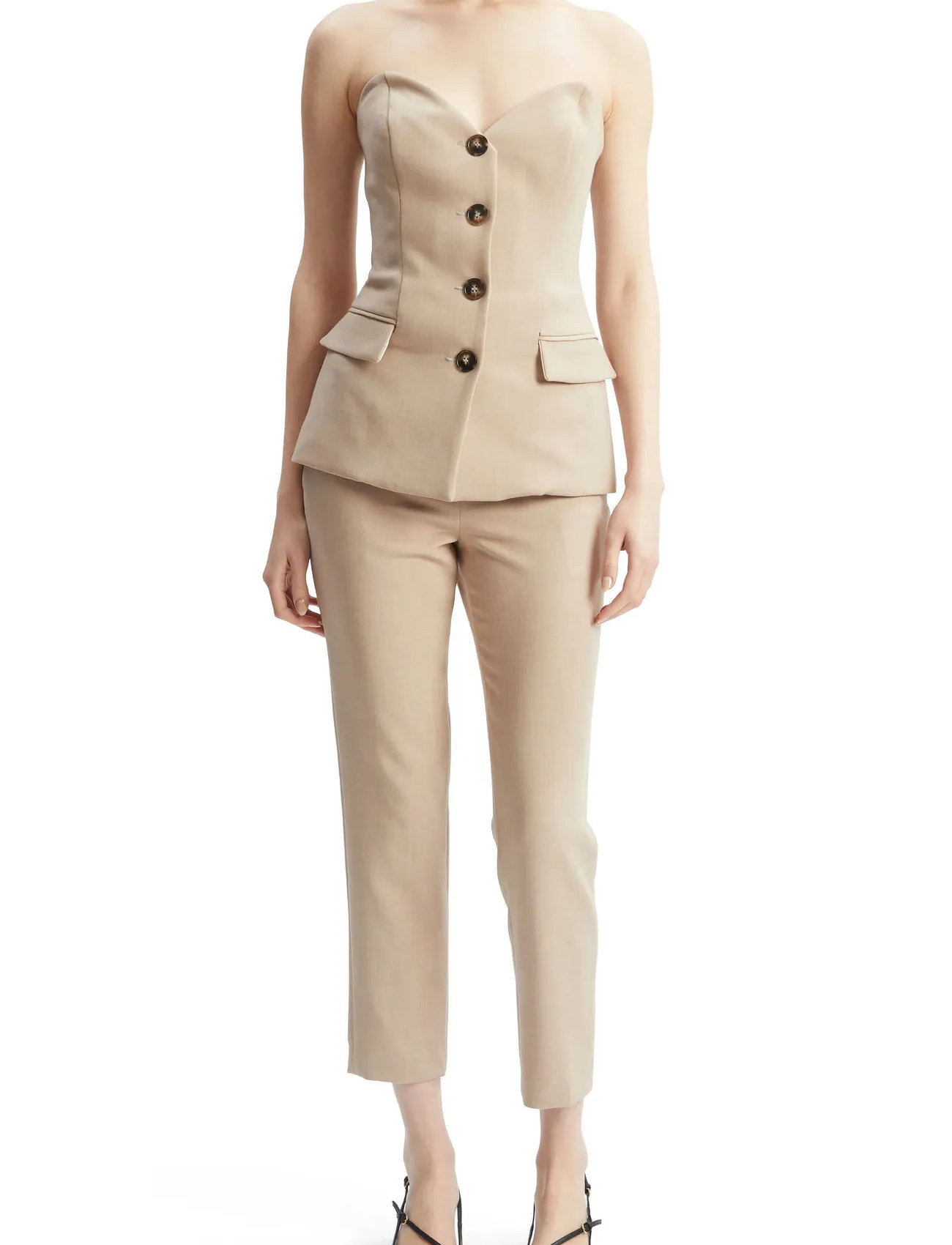 Bardot Kylian Button Front Top, 34, Beige, T-Shirts & Toppe > Uden Ærmer, Dame