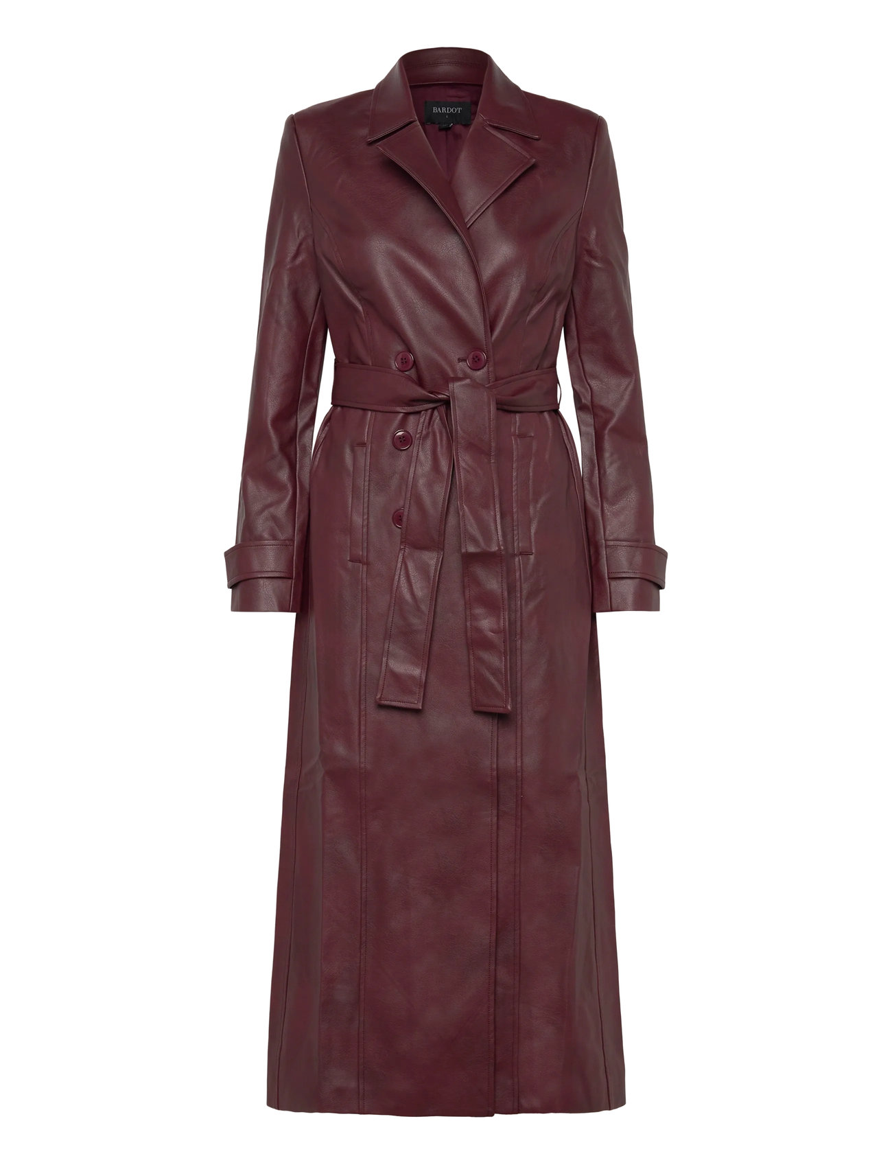 BARDOT Vegan Leder Longline Mantel Burgundy - M - Damen