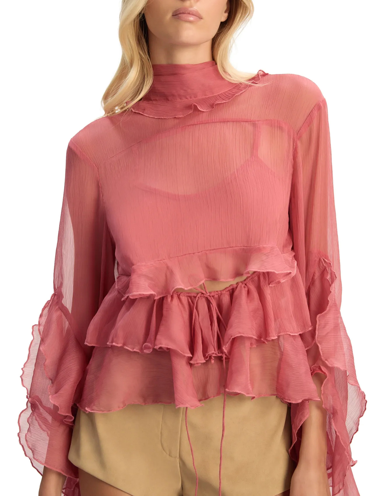 Bardot Anyssa Ruffle Blouse, 36, Pink, Bluser > Langærmede, Dame
