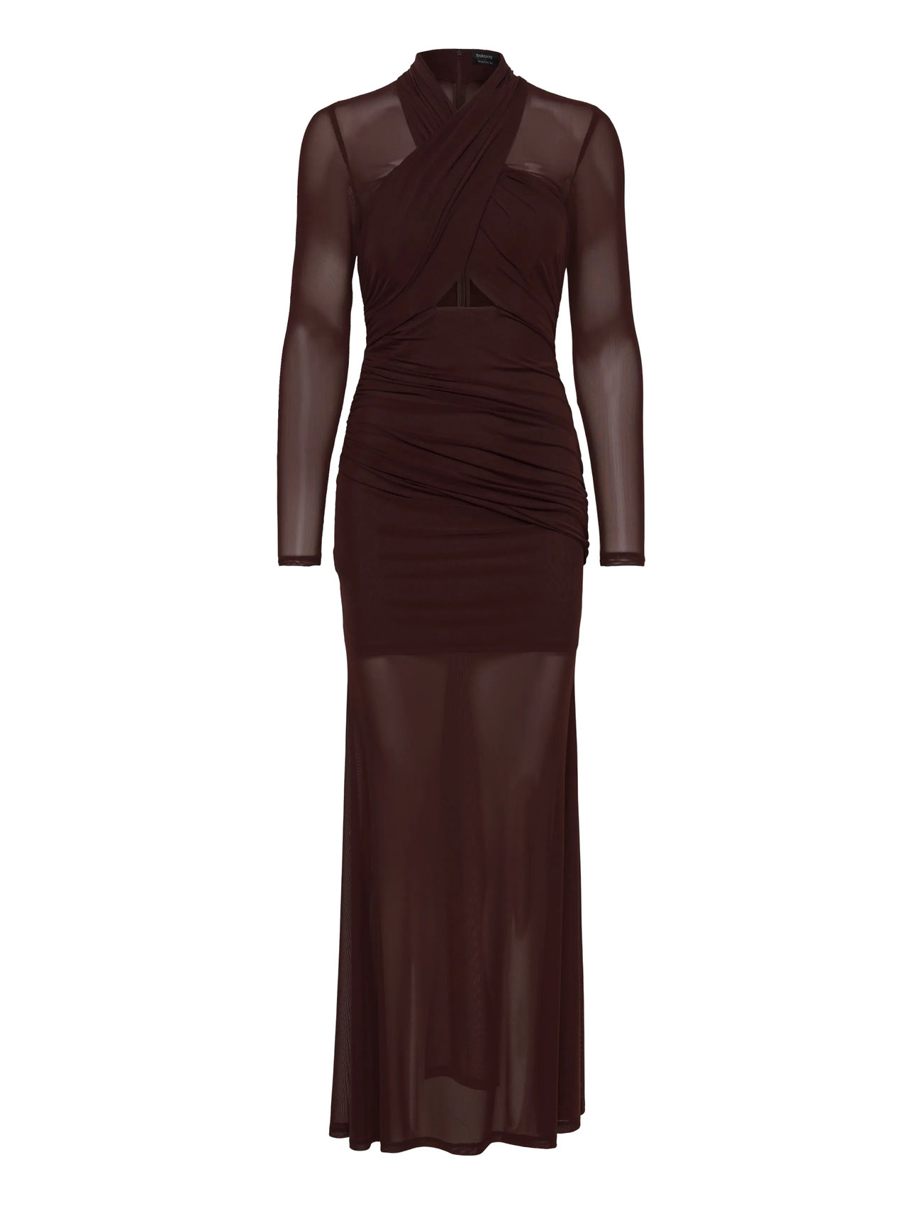 BARDOT Veria Wrap Mesh Maxi Kleid Braun - 36 - Damen