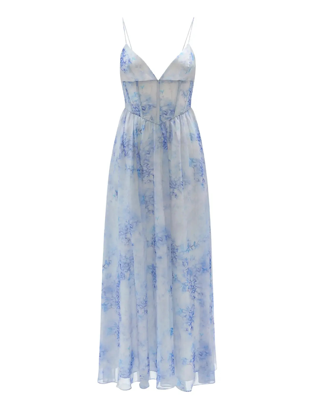 Elias Printed Maxi Dress Maxikjole Festkjole Blue Bardot