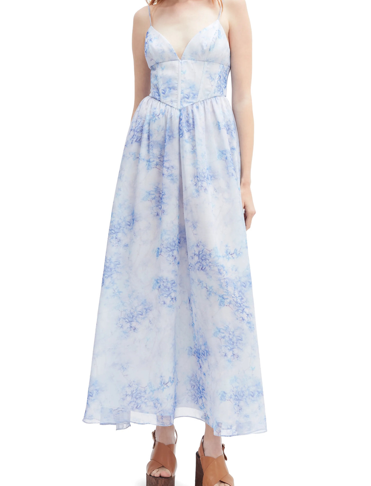Bardot Elias Printed Maxi Dress, 38, Blue, Kjoler > Maxikjole, Dame