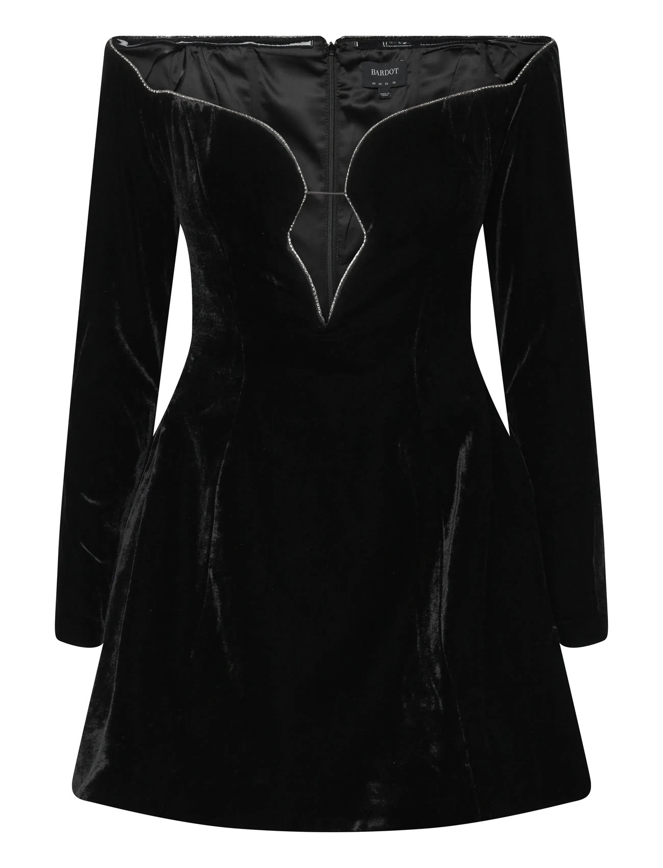 BARDOT Luvia Velour Hourglass Kleid Schwarz - 40 - Damen