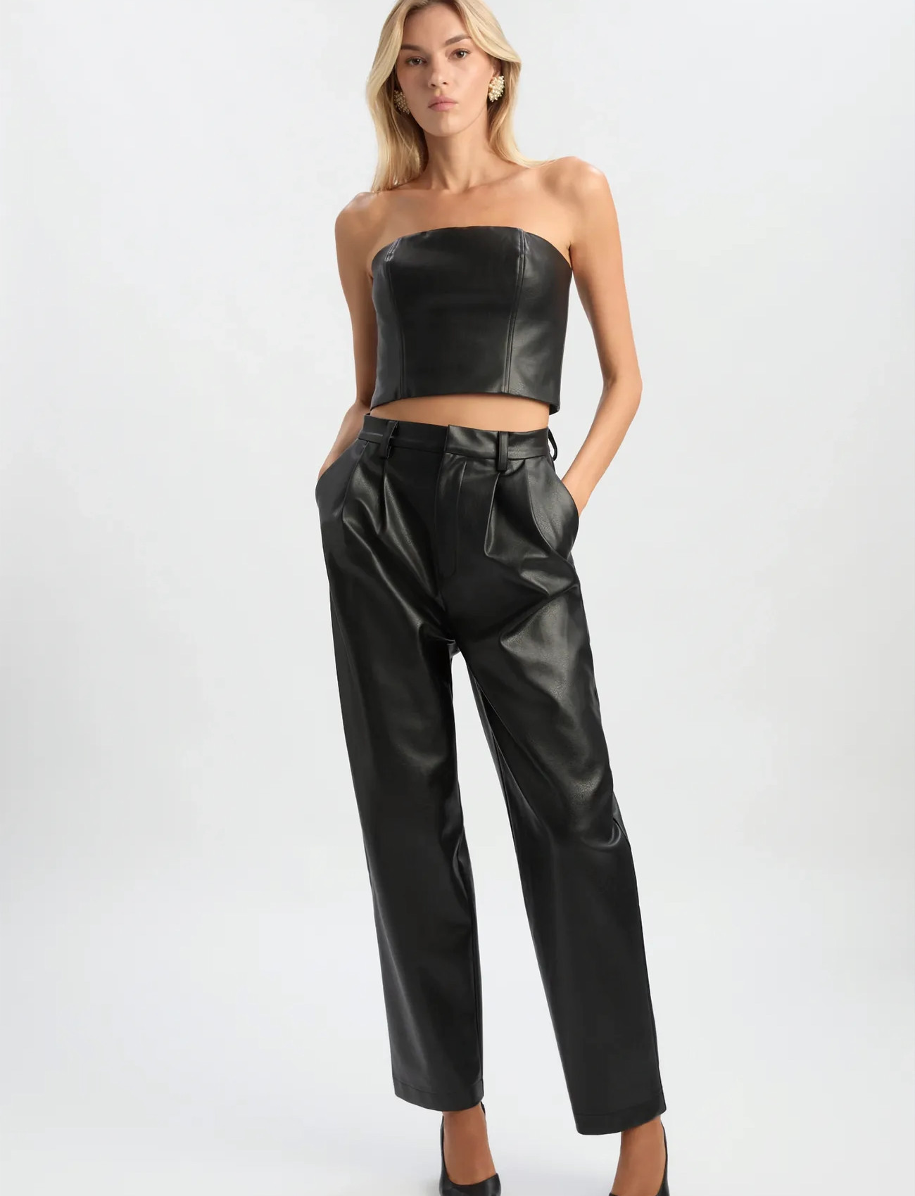 Bardot Kelsa Vegan Leather Pant, 36, Black, Bukser > Leggings-Bukser I Læder, Dame