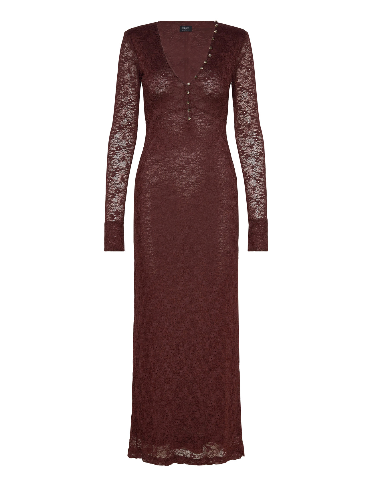 BARDOT Zenia Lange Ärmel Midi Kleid Braun - 38 - Damen