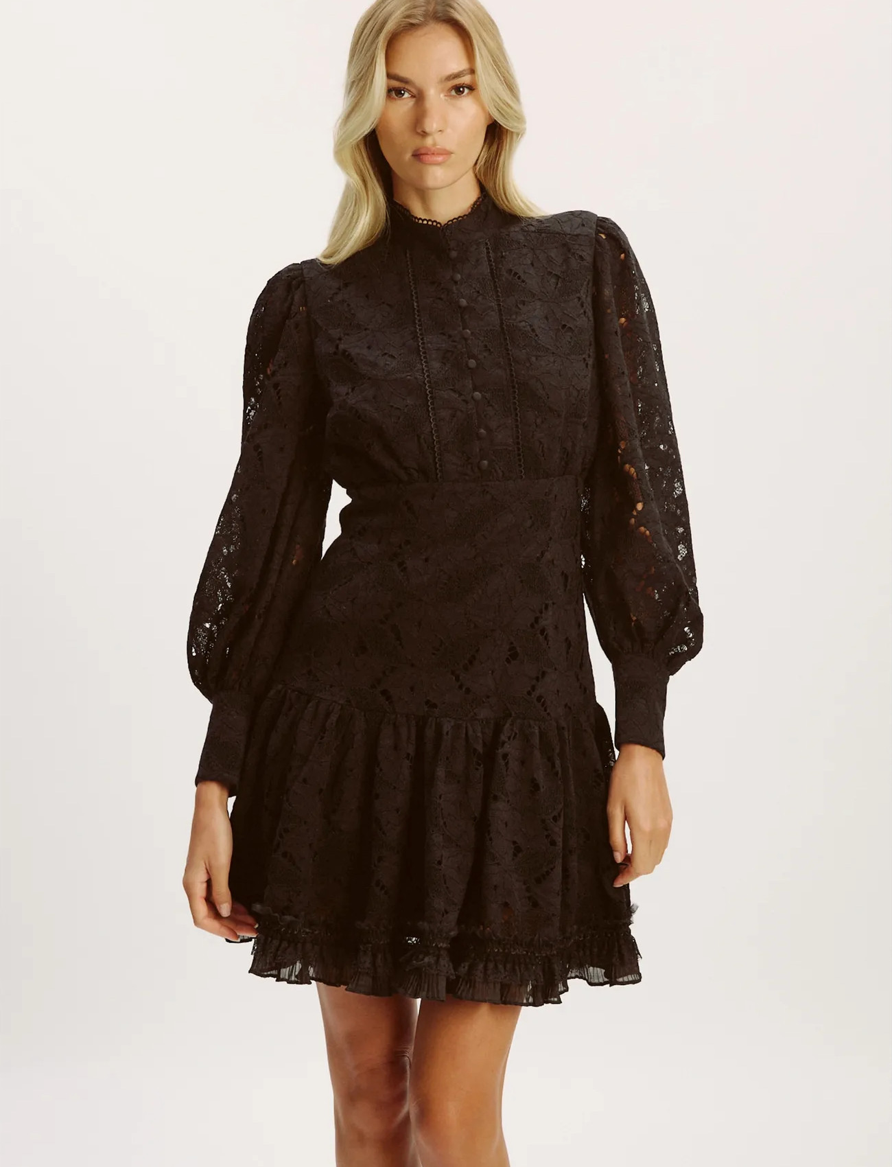Bardot Olessia Lace Mini Dress, 36, Black, Kjoler > Kort Kjole, Dame