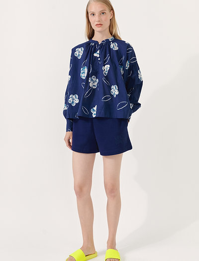 MEGHNA - long sleeved blouses - blue shibori