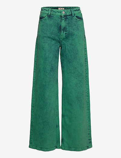 NALANEY - bukser med brede ben - green overdye