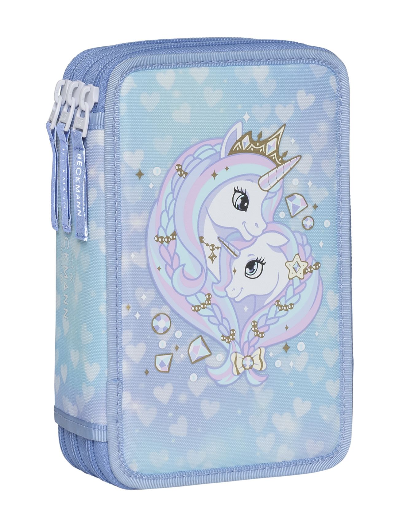 Three Section Pencil Case W/Content - Unicorn Princess Ice B Accessories Bags Pencil Cases Blue Beckmann Of Norway
