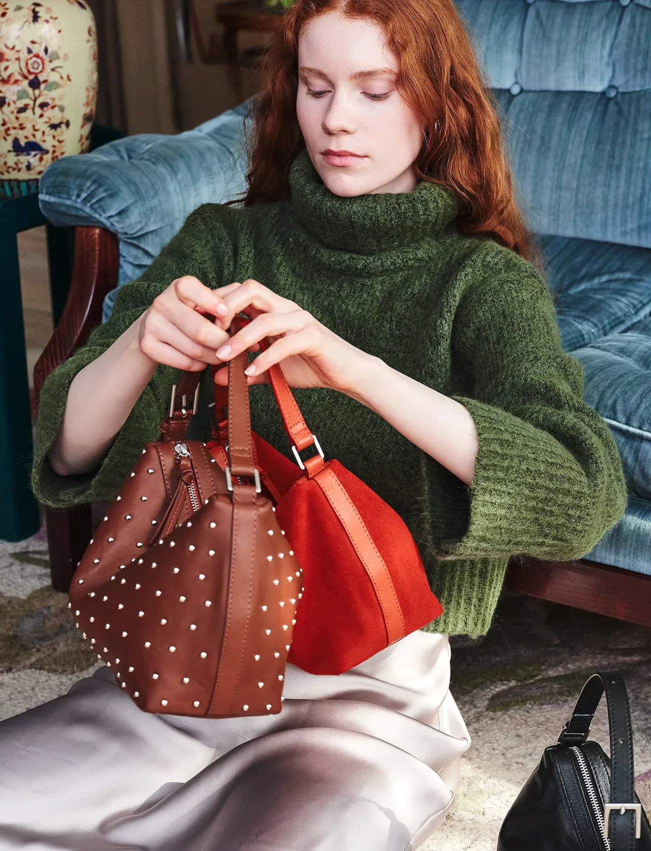 Becksöndergaard Nappa Stud Ginni Small Bag, One Size, Brown, Tasker > Tasker Med Tophåndtag, Dame