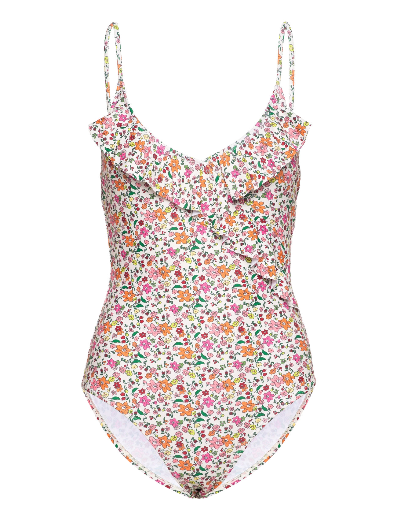 Anemona Bly Frill Swimsuit Badedrakt Badetøy Coral Becksöndergaard