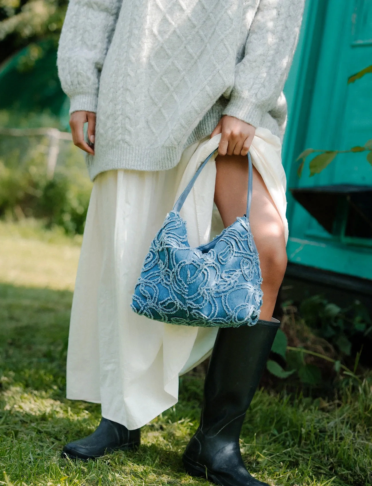Becksöndergaard Flowa Denima Fraya Small Bag, One Size, Blue, Tasker > Crossbody-Tasker, Dame