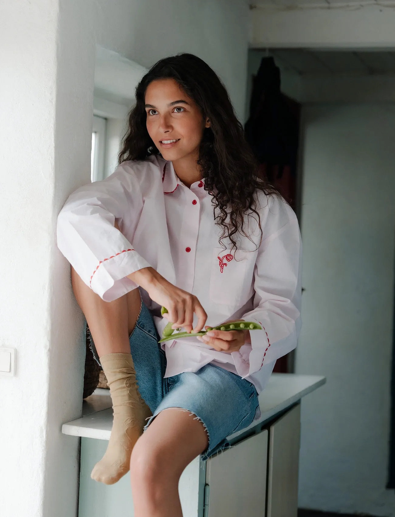 Becksöndergaard Scallop Pyjamas Shirt, L, Pink, Skjorter > Langærmede, Dame