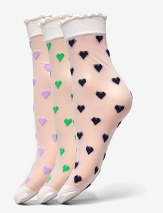 Dagmar Hearts Sock 3 Pack - chaussettes - blue/green/orchid