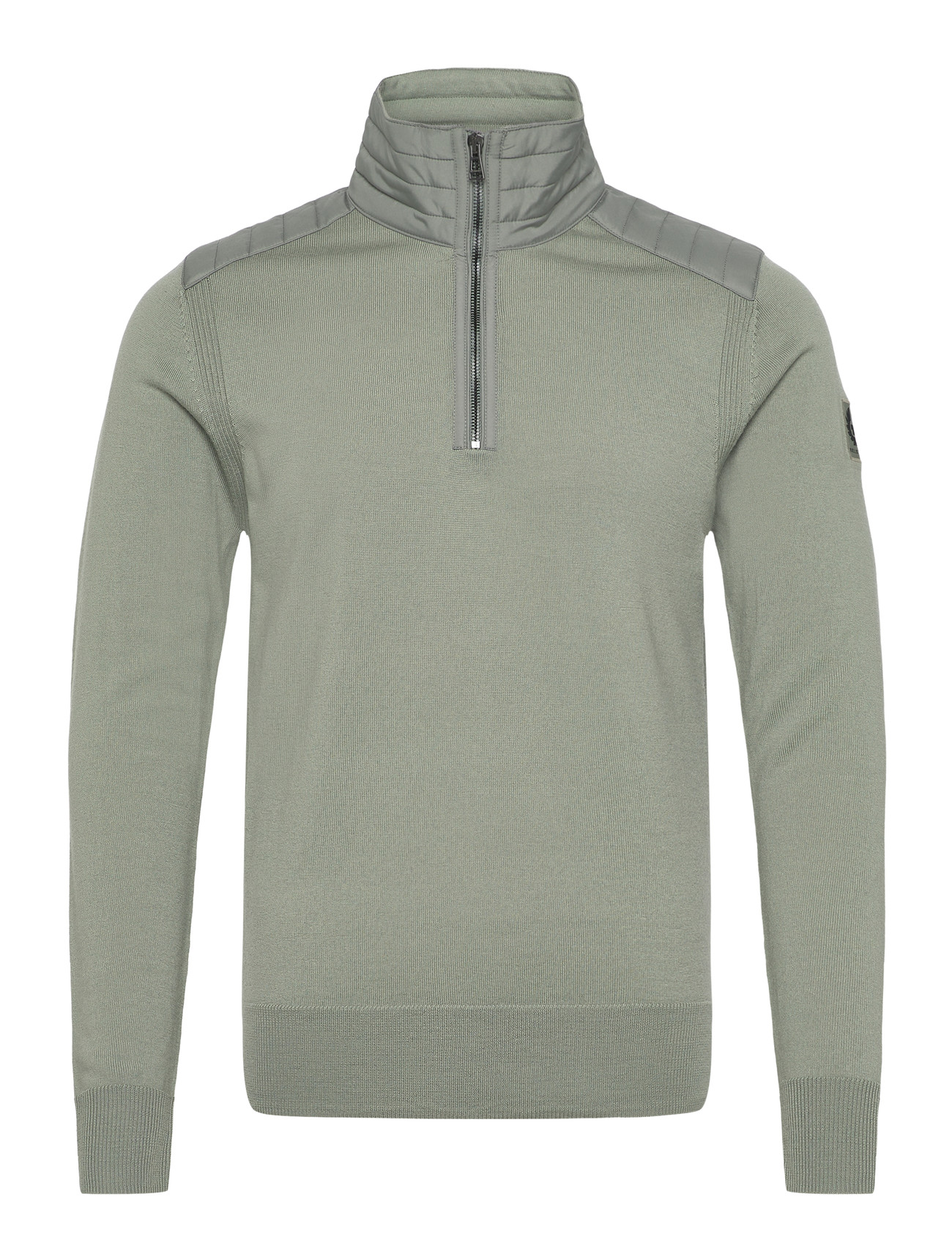 Belstaff Kilmington Quarter Zip Jumper Lichen, S, Khaki green, Strik > Trøjer Med Halv Lynlås, Herre