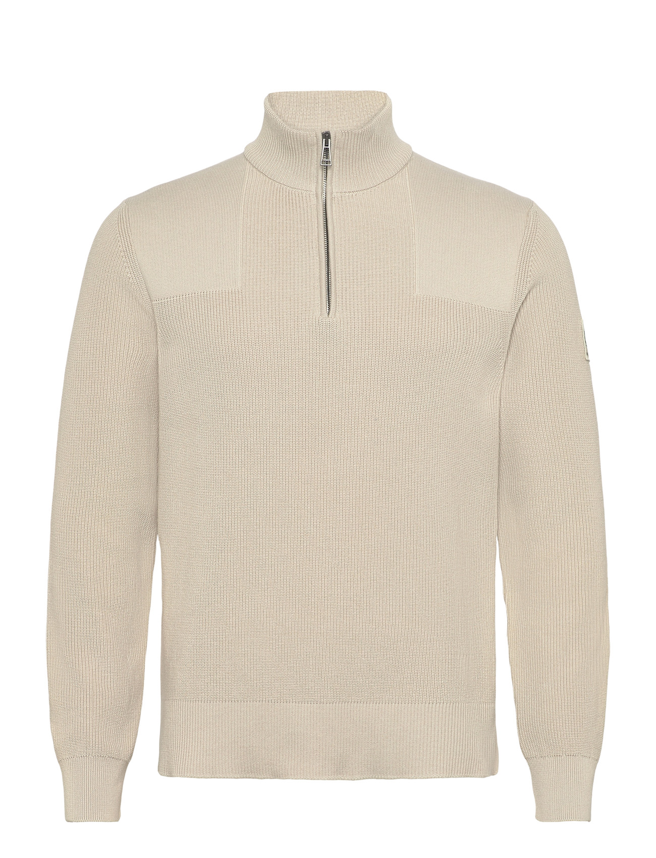 Belstaff Commander Quarter Zip Jumper Silver Birch, XL, Beige, Strik > Trøjer Med Halv Lynlås, Herre