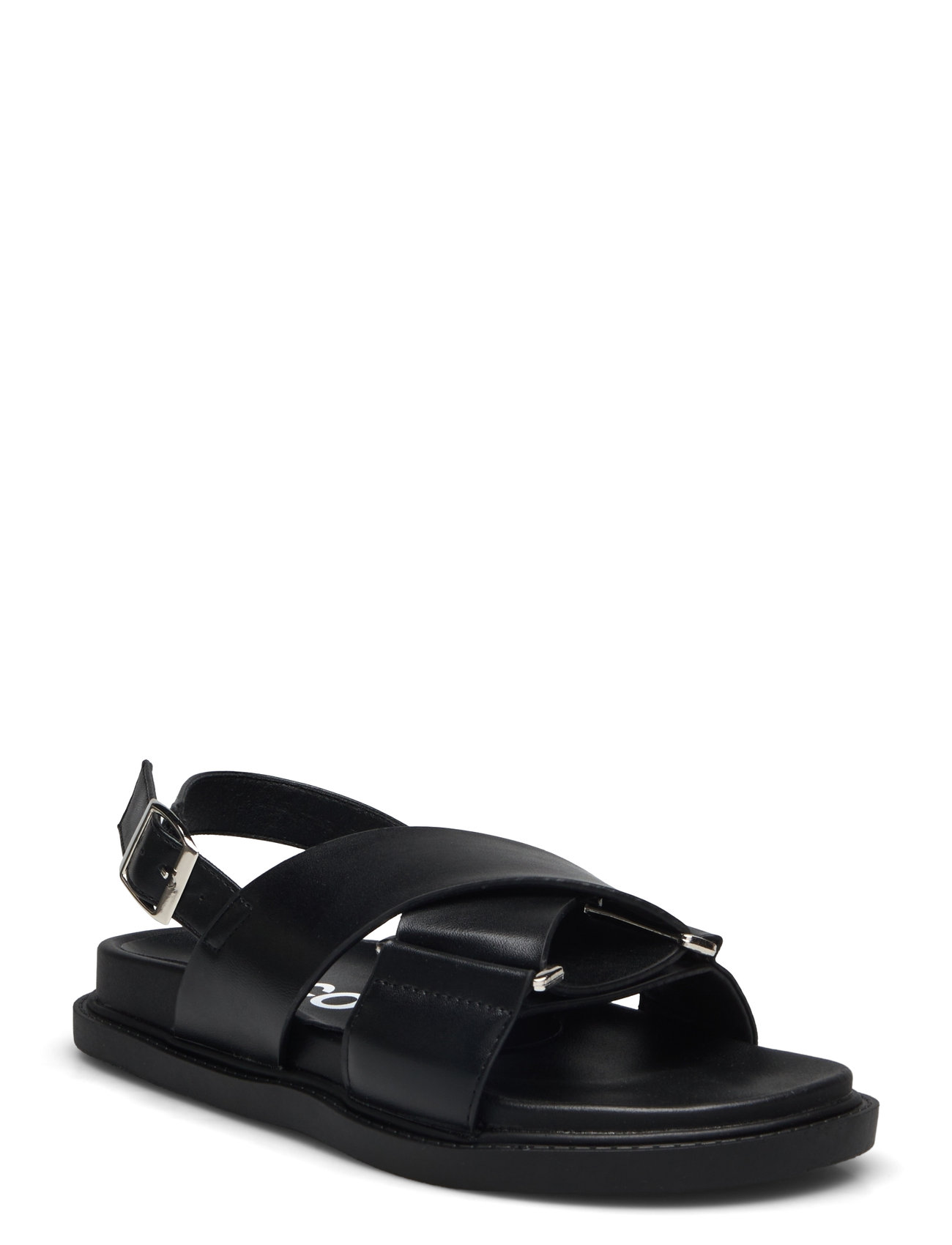 Biaoslo Cross Sandal Faux Leather Shoes Sandals Flat Sandals Black Bianco
