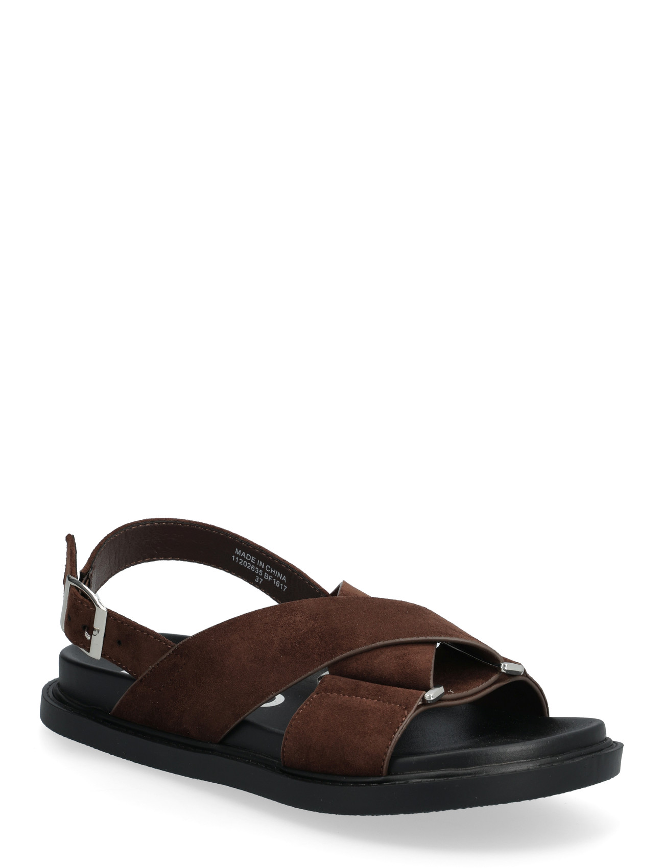 Bianco Biaoslo Cross Sandal Faux Suede, 36, Brown, Sandaler > Flade Sandals, Dame