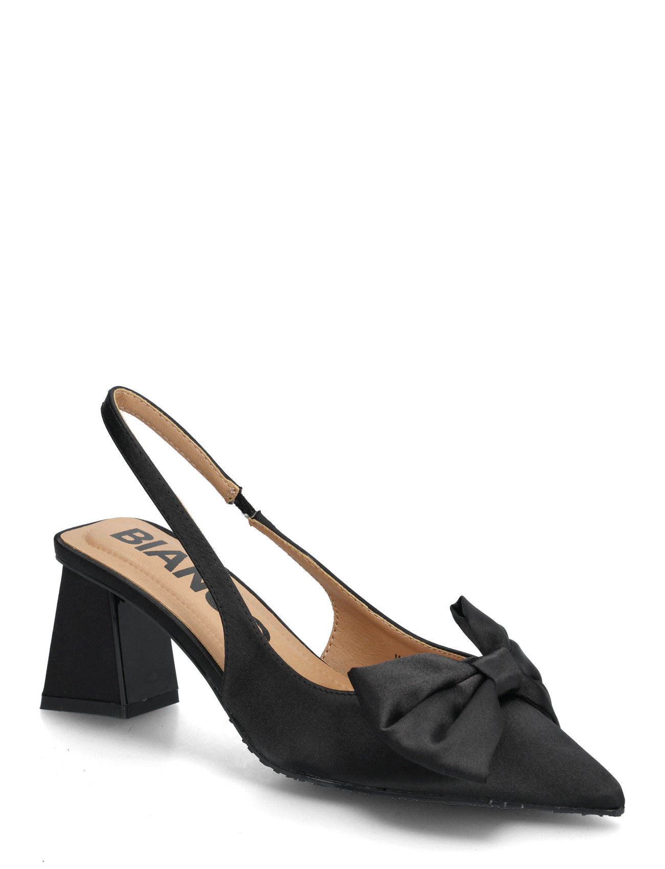 Bianco Biamaralyn Slingback Bow Satin, 39, Black, Sling Backs > Heeled Slingbacks, Dame