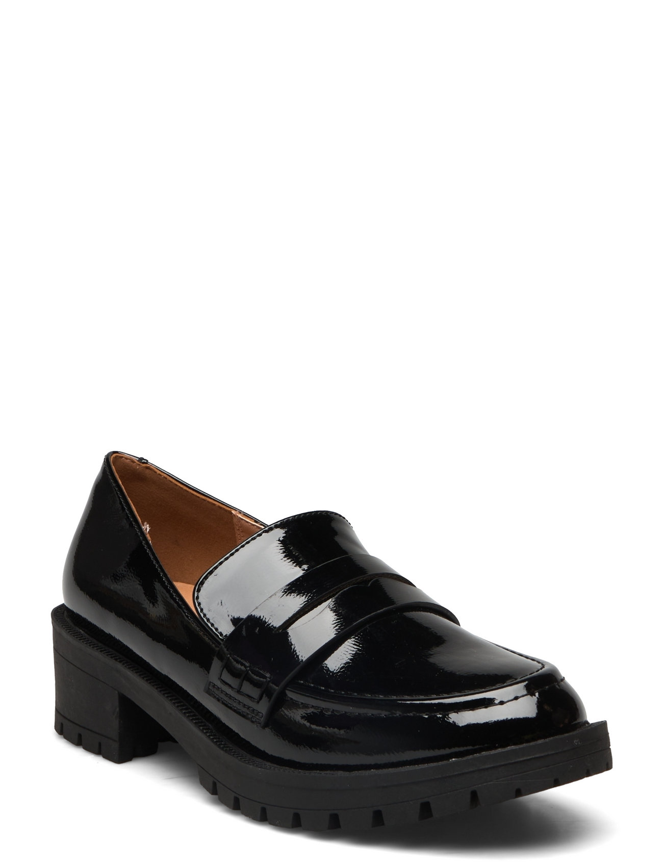 Biapearl Simple Penny Loafer Patent Aquarius Loafers Flade Sko Black Bianco