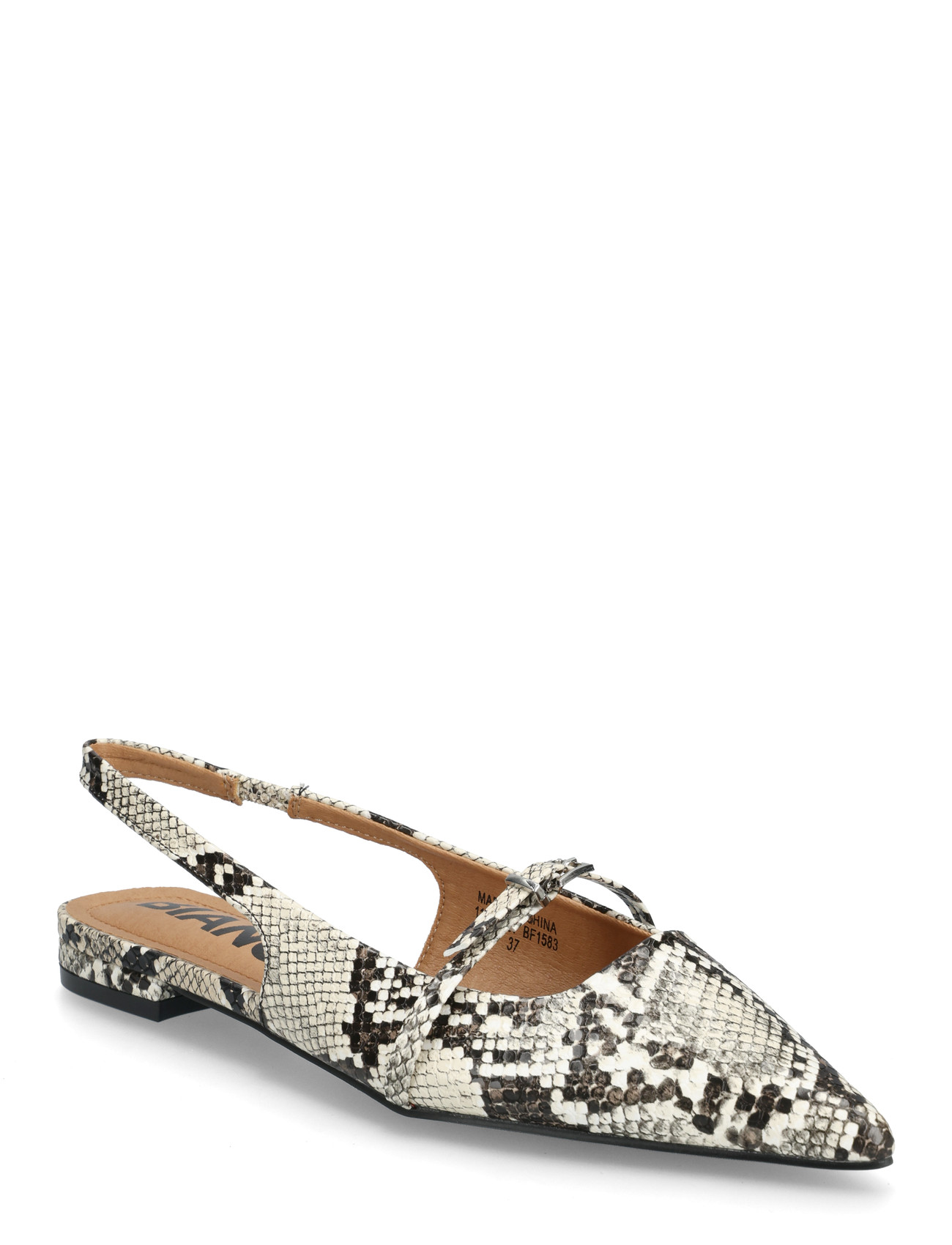 Bianco Biabari Pointy Flat Slingback Faux Leather, 38, Multi/patterned, Slingbacks > Flade Slingbacks, Dame