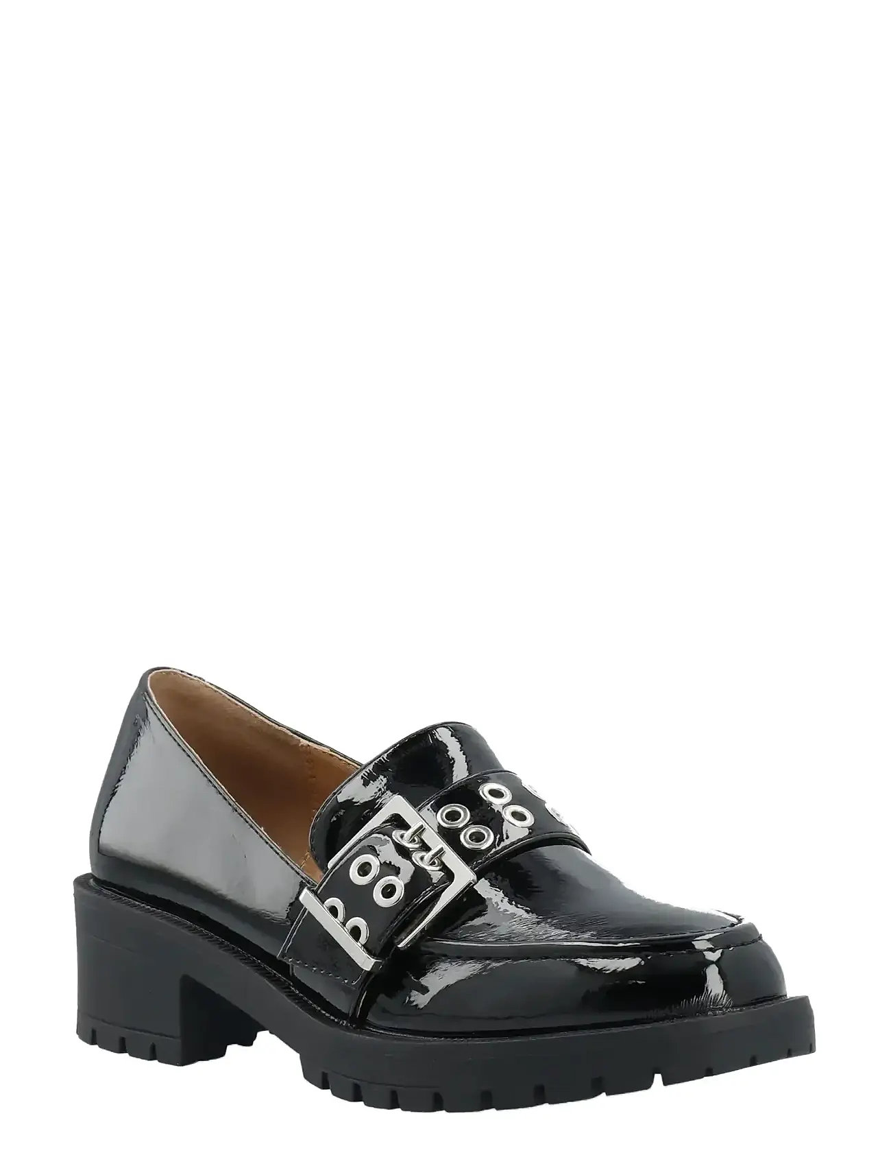 Bianco Biapearl Buckle Loafer Faux Leather, 36, Black, Hæle > Loafers Med Hæl, Dame