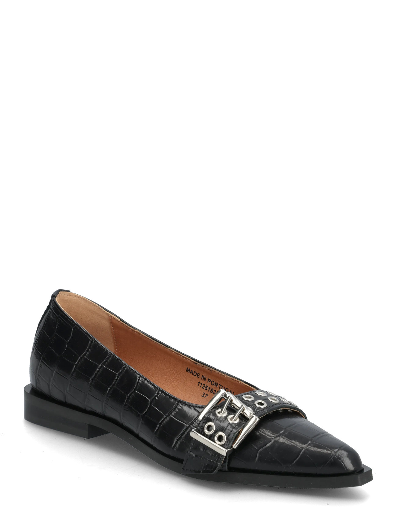 BIANCO Biavictoria Buckle Ballet Flach Croco Embossed Leder Schwarz - 36 - Damen