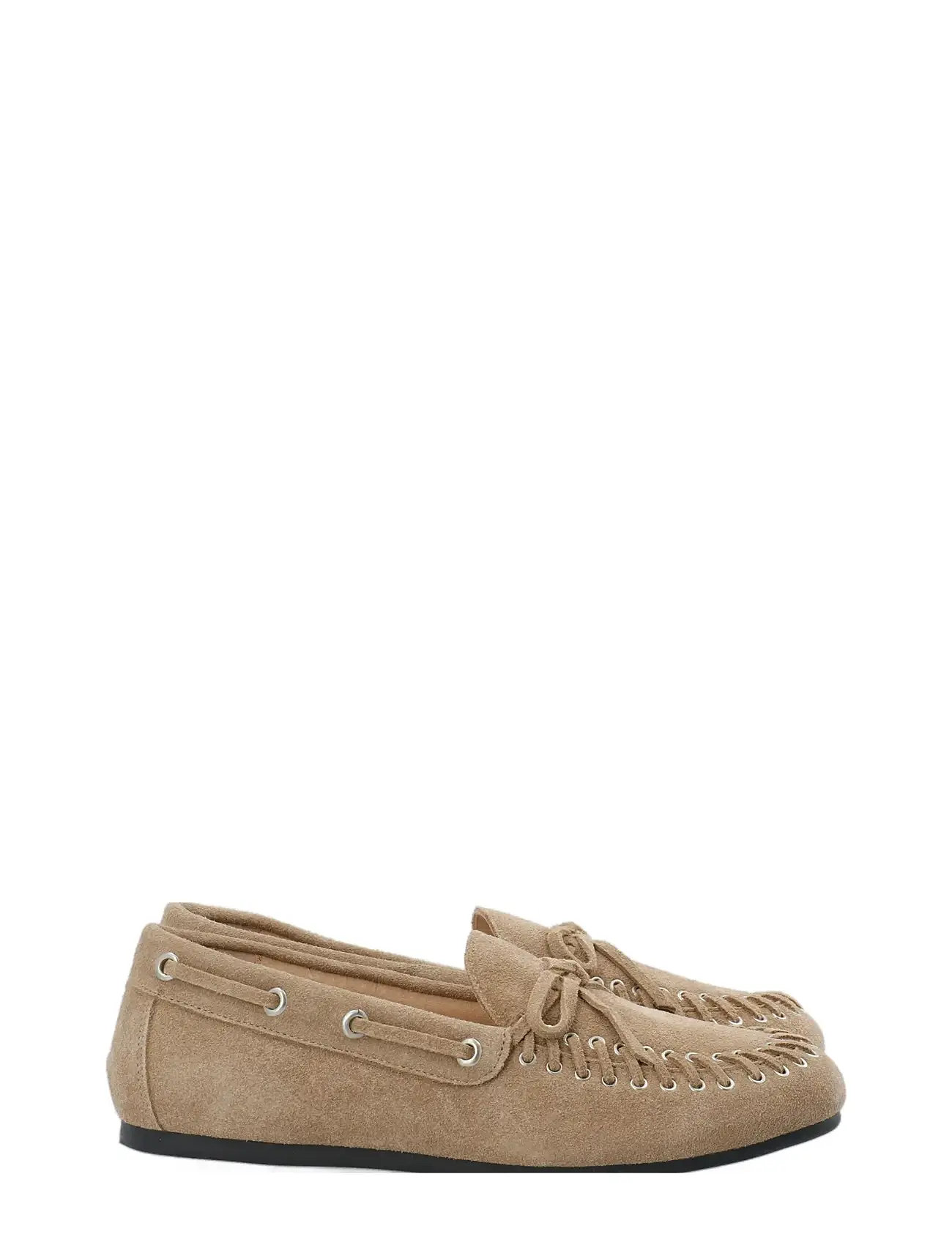 Biamarlene Moccassin Slipper Suede Shoes Flat Loafers Beige Bianco