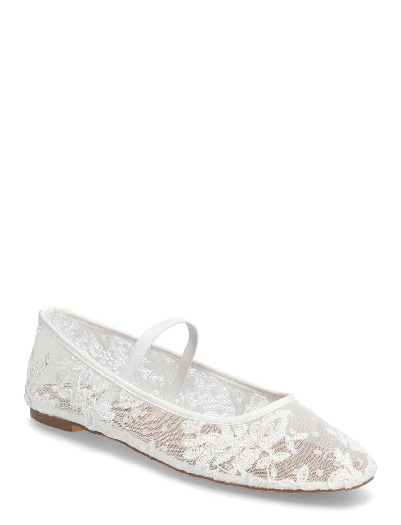 Bianco Bialilja Lace Ballerina, 36, White, Hæle > Brudesko, Dame