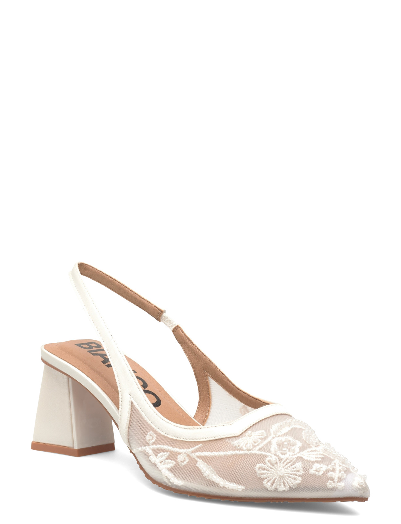 Bianco Biamaralyn Slingback Beaded Mesh, 40, Cream, Hæle > Pumps, Dame