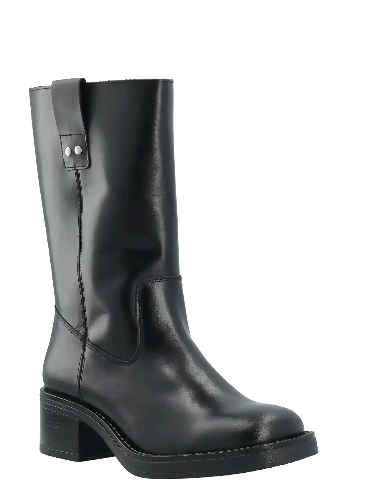 BIANCO Biamary Mid Pull On Stiefel Smooth Leder Schwarz - 38 - Damen