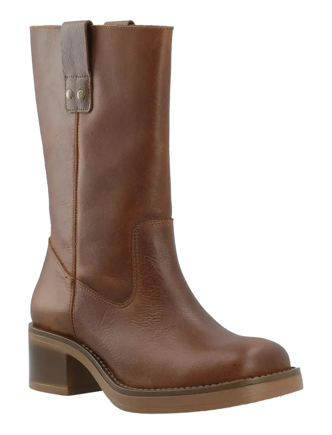 BIANCO Biamary Mid Pull On Stiefel Pull Up Leder Braun - 38 - Damen