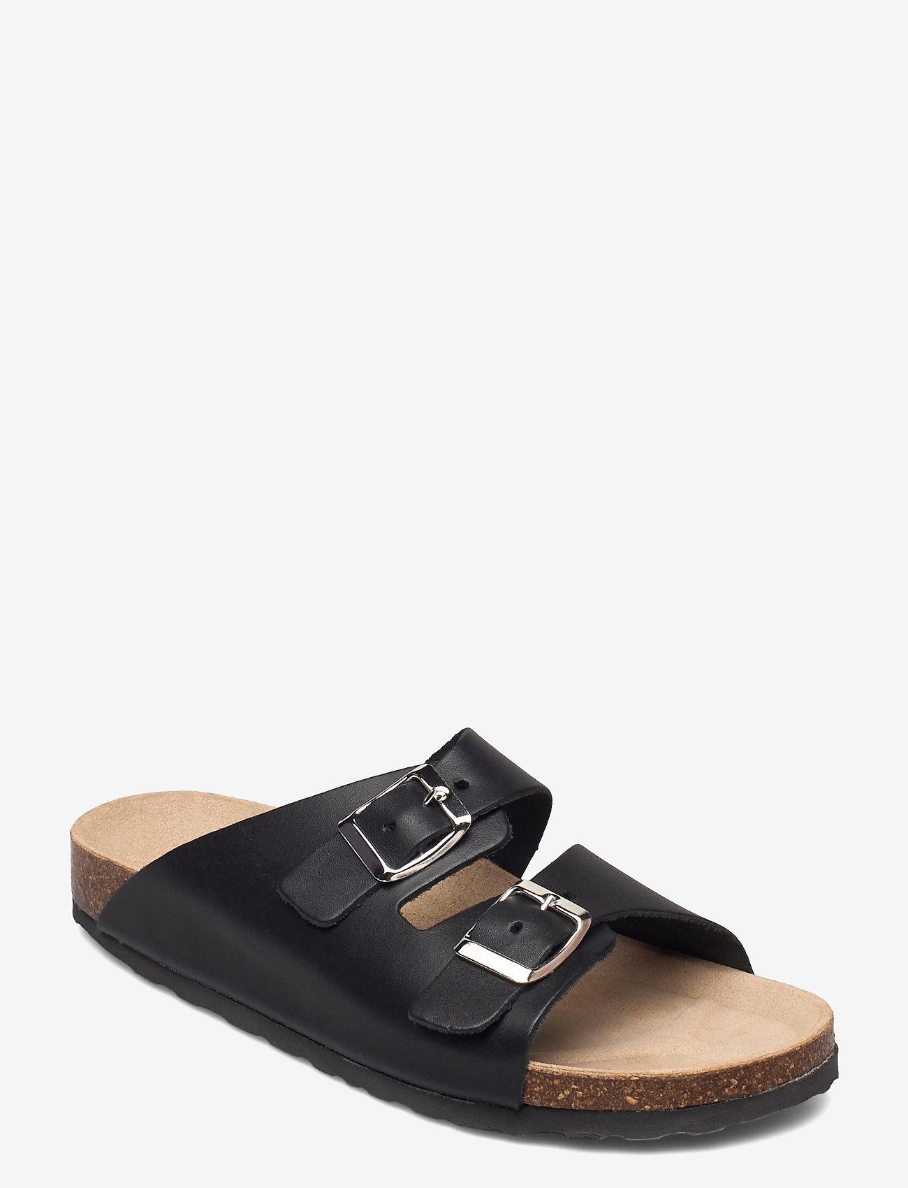 black buckle sandals