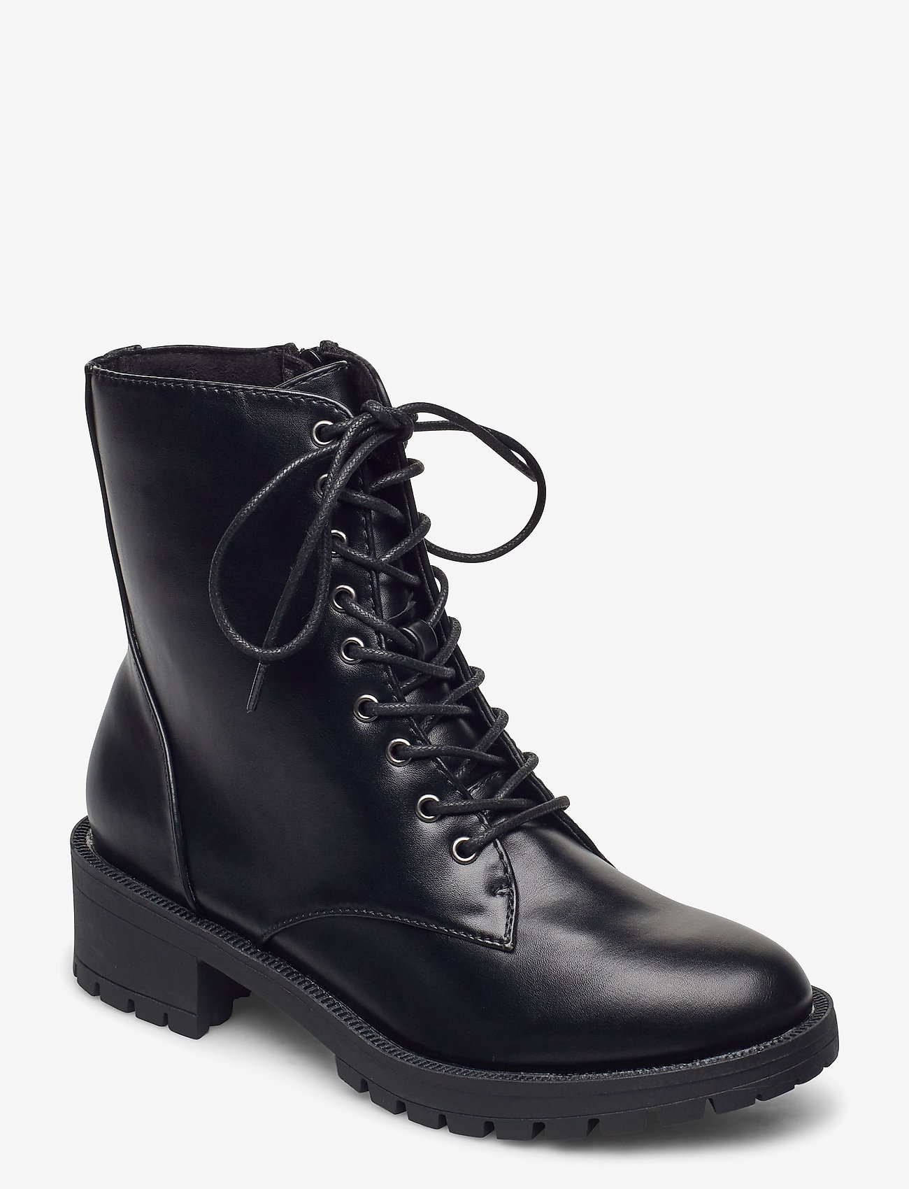 lace up biker flat ankle boot