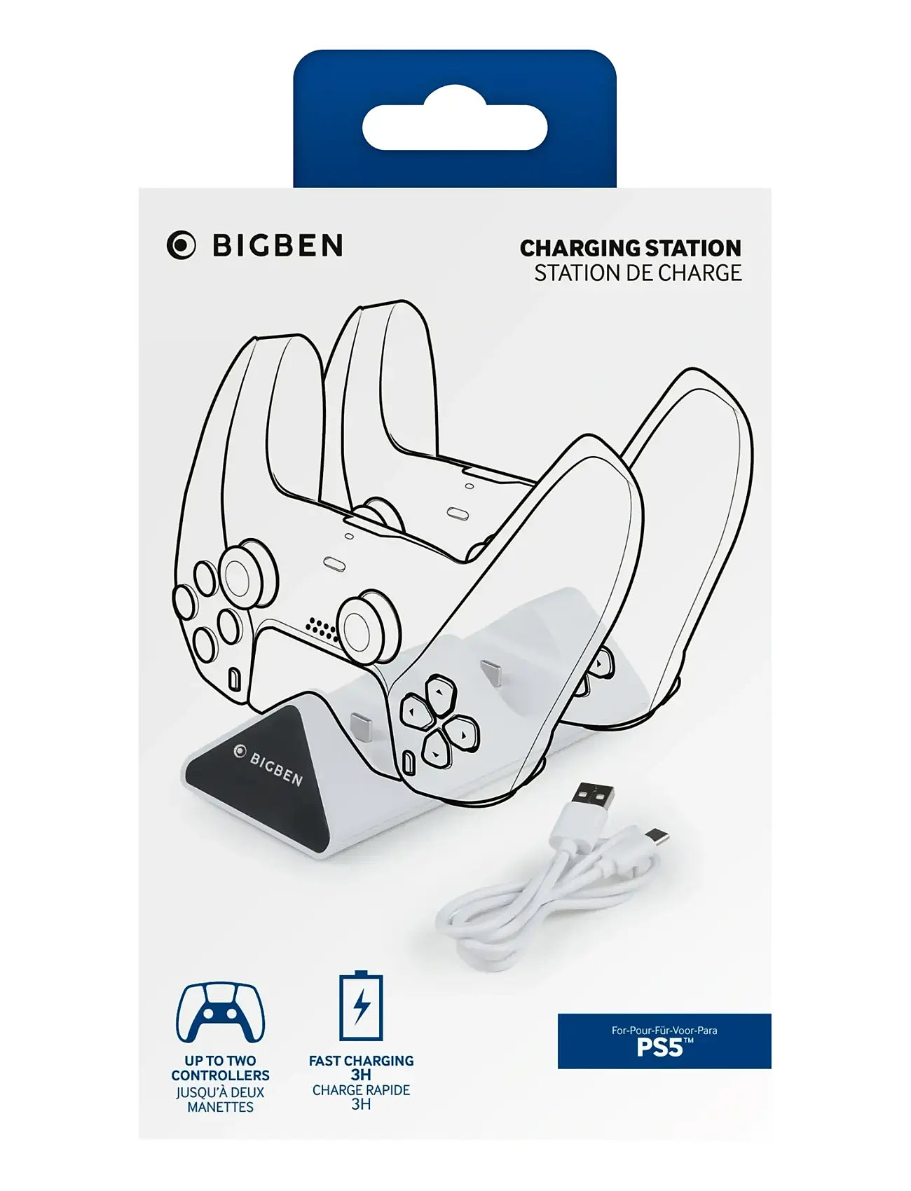 BIG BEN Ps5 Dual Charger V2, One Size, White, Accessories > Stands & Charging Stations, Børn
