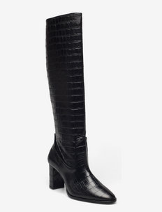 Long Boots A1157 - garie zābaki - black monterrey croco 20