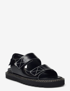 Sandals A1561 - lygiapadės basutės - black polido  900