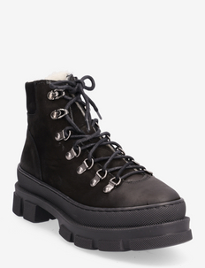 Warm lining C15389 - laced boots - black nobuck 90