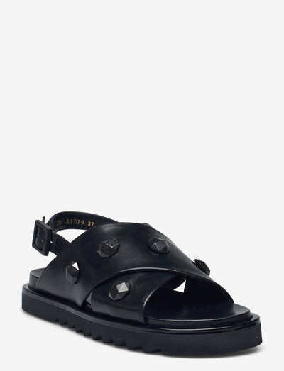 plain black sandals flat
