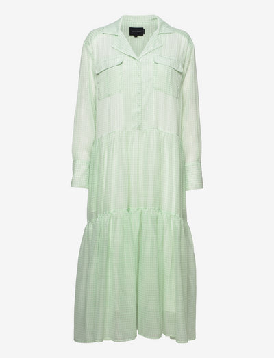 Trine Ltd. Dress - Light Green Checks - maxi kjoler - light green checks