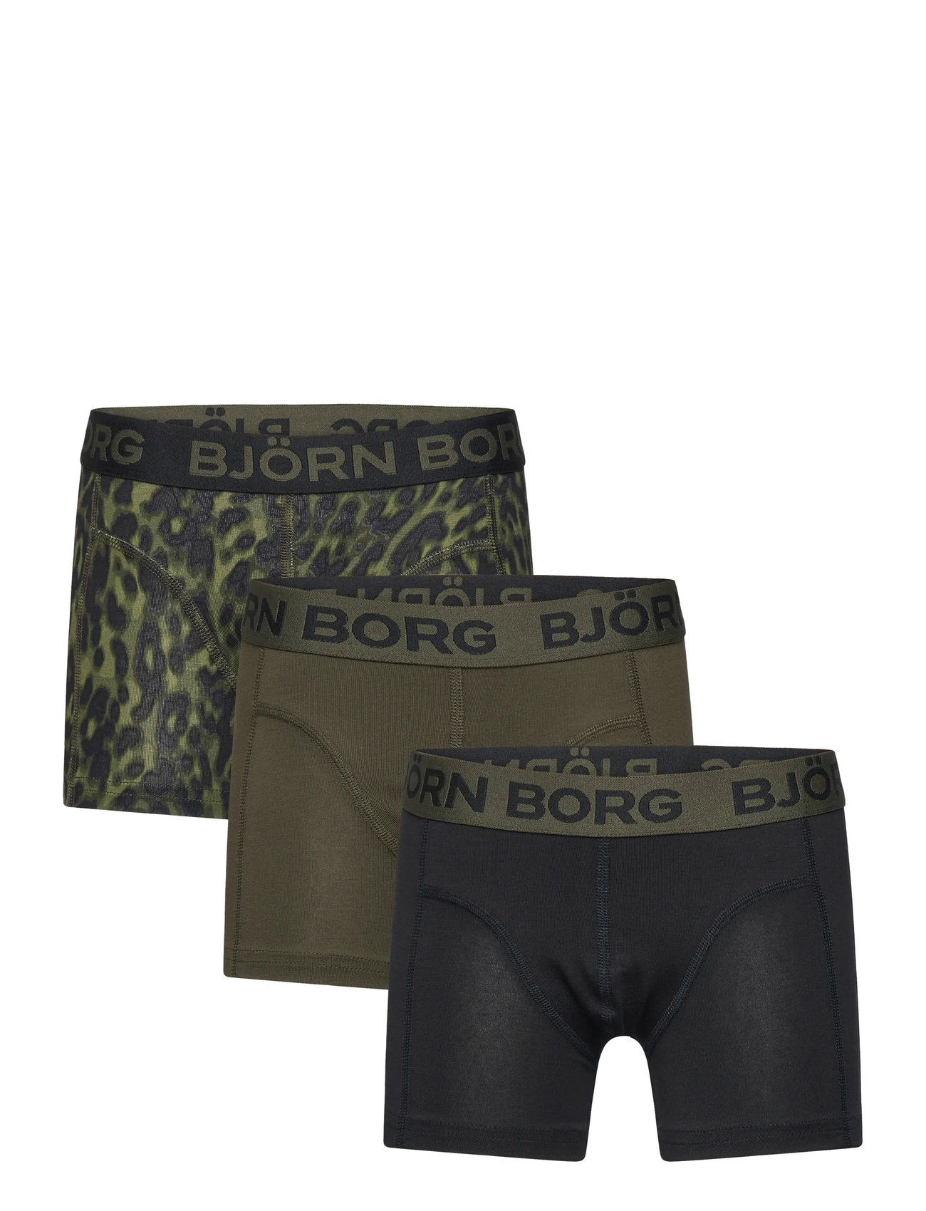 Björn Borg Cotton Stretch Boxer 3P, 122-128, Khaki green, Undertøj > Underbukser, Børn